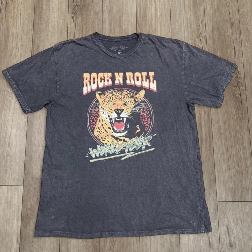 Lotus Fashion Rock n roll world tour vintage-style charcoal t-shirt size XL